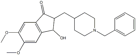 2-((1-benzylpiperidin-4-yl)methyl)-3-hydroxy-5,6-dimethoxy-2,3-dihydro-1H-inden-1-one 化学構造式