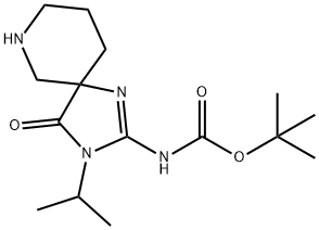 (3-异丙基-4-氧代-1,3,7-三氮杂螺[4.5]癸-1-烯-2-基)氨基甲酸叔丁酯 结构式