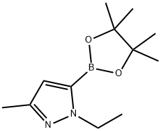 1-乙基-3-甲基-5-(4,4,5,5-四甲基-1,3,2-二噁硼烷-2-基)-1H-吡唑, 1876473-39-0, 结构式