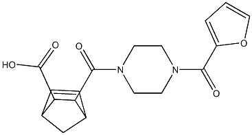 3-(4-(furan-2-carbonyl)piperazine-1-carbonyl)bicyclo[2.2.1]hept-5-ene-2-carboxylic acid Structure