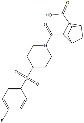 3-(4-((4-fluorophenyl)sulfonyl)piperazine-1-carbonyl)bicyclo[2.2.1]heptane-2-carboxylic acid Structure