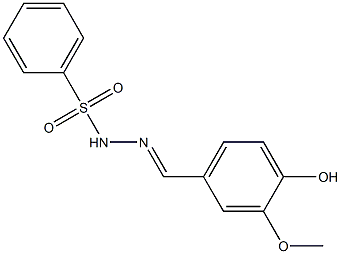 (E)-N'-(4-hydroxy-3-methoxybenzylidene)benzenesulfonohydrazide 化学構造式