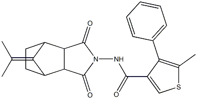 N-(1,3-dioxo-8-(propan-2-ylidene)hexahydro-1H-4,7-methanoisoindol-2(3H)-yl)-5-methyl-4-phenylthiophene-3-carboxamide Structure