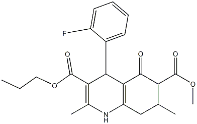 6-methyl 3-propyl 4-(2-fluorophenyl)-2,7-dimethyl-5-oxo-1,4,5,6,7,8-hexahydroquinoline-3,6-dicarboxylate