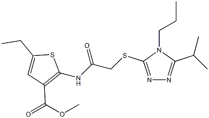 methyl 5-ethyl-2-(2-((5-isopropyl-4-propyl-4H-1,2,4-triazol-3-yl)thio)acetamido)thiophene-3-carboxylate Struktur