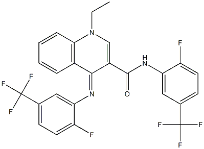 (E)-1-ethyl-N-(2-fluoro-5-(trifluoromethyl)phenyl)-4-((2-fluoro-5-(trifluoromethyl)phenyl)imino)-1,4-dihydroquinoline-3-carboxamide Structure