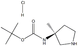 (S)-(3-Methyl-pyrrolidin-3-yl)-carbamic acid tert-butyl ester hydrochloride,2222683-66-9,结构式