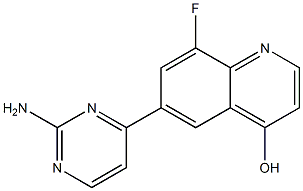 6-(2-aminopyrimidin-4-yl)-8-fluoroquinolin-4-ol 化学構造式