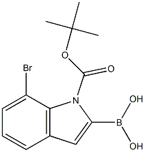 7-bromo-1-(tert-butoxycarbonyl)-1H-indol-2-ylboronic acid Struktur