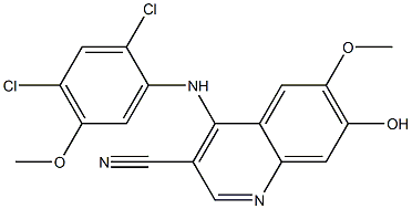 4-((2,4-dichloro-5-methoxyphenyl)amino)-7-hydroxy-6-methoxyquinoline-3-carbonitrile,,结构式