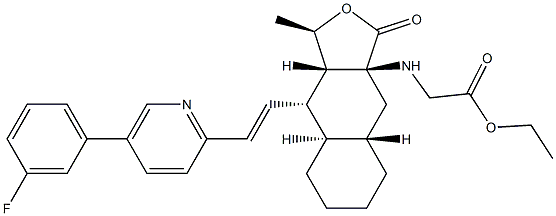 ethyl 2-(((1R,3aS,4aS,8aR,9S,9aS)-9-((E)-2-(5-(3-fluorophenyl)pyridin-2-yl)vinyl)-1-methyl-3-oxododecahydronaphtho[2,3-c]furan-3a-yl)amino)acetate Structure