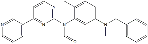 N-(5-(benzyl(methyl)amino)-2-methylphenyl)-N-(4-(pyridin-3-yl)pyrimidin-2-yl)formamide Struktur