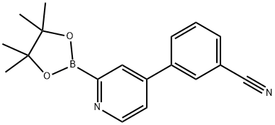 3-(2-(4,4,5,5-tetramethyl-1,3,2-dioxaborolan-2-yl)pyridin-4-yl)benzonitrile Struktur