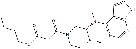 butyl 3-((3R,4R)-4-methyl-3-(methyl(7H-pyrrolo[2,3-d]pyrimidin-4-yl)amino)piperidin-1-yl)-3-oxopropanoate Struktur