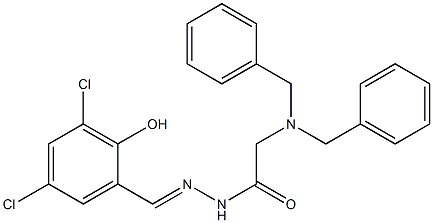 (E)-2-(dibenzylamino)-N'-(3,5-dichloro-2-hydroxybenzylidene)acetohydrazide 结构式