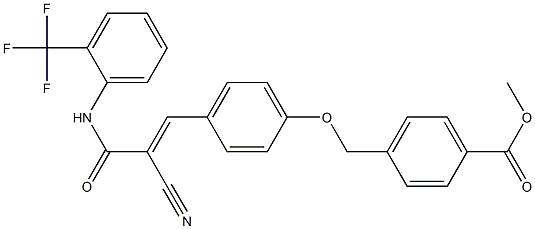 (E)-methyl 4-((4-(2-cyano-3-oxo-3-((2-(trifluoromethyl)phenyl)amino)prop-1-en-1-yl)phenoxy)methyl)benzoate Structure