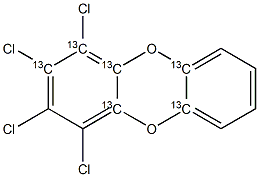 1,2,3,4-四氯二苯并对二恶英-13C6, , 结构式