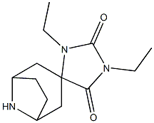 1',3'-diethyl-8-azaspiro[bicyclo[3.2.1]octane-3,4'-imidazolidine]-2',5'-dione 化学構造式