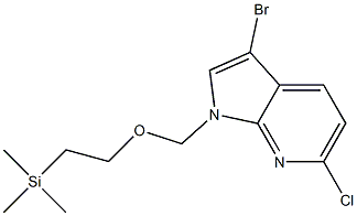 3-bromo-6-chloro-1-((2-(trimethylsilyl)ethoxy)methyl)-1H-pyrrolo[2,3-b]pyridine,,结构式
