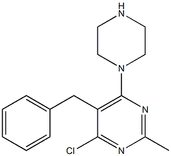 5-benzyl-4-chloro-2-methyl-6-(piperazin-1-yl)pyrimidine Struktur