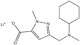 lithium 3-((cyclohexyl(methyl)amino)methyl)-1-methyl-1H-pyrazole-5-carboxylate 化学構造式