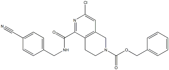 7-Chloro-5-(4-cyano-benzylcarbamoyl)-3,4-dihydro-1H-[2,6]naphthyridine-2-carboxylic acid benzyl ester 化学構造式