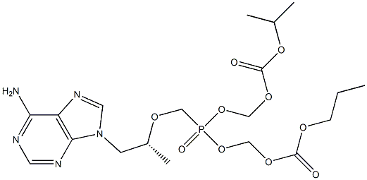 (R) -[2-(6-amino-purin-9-yl)-1-methyl-ethoxymethyl]-phosphonic acid isopropoxycarbonyloxymethyl ester-propoxycarbonyloxy methyl ester Struktur