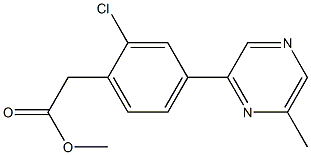 2-クロロ-4-(6-メチル-2-ピラジニル)ベンゼン酢酸メチル 化学構造式