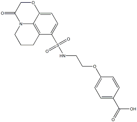 4-(2-(3-oxo-3,5,6,7-tetrahydro-2H-[1,4]oxazino[2,3,4-ij]quinoline-8-sulfonamido)ethoxy)benzoic acid Structure