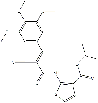 (E)-isopropyl 2-(2-cyano-3-(3,4,5-trimethoxyphenyl)acrylamido)thiophene-3-carboxylate 化学構造式