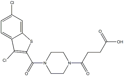 4-(4-(3,6-dichlorobenzo[b]thiophene-2-carbonyl)piperazin-1-yl)-4-oxobutanoic acid 化学構造式