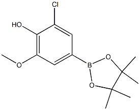 2-Chloro-6-methoxy-4-(4,4,5,5-tetramethyl-1,3,2-dioxaborolan-2-yl)phenol 化学構造式