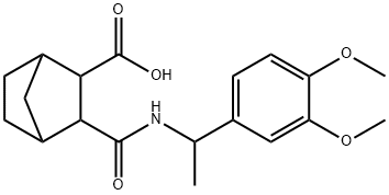 3-((1-(3,4-dimethoxyphenyl)ethyl)carbamoyl)bicyclo[2.2.1]heptane-2-carboxylic acid Struktur