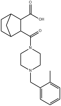 3-(4-(2-methylbenzyl)piperazine-1-carbonyl)bicyclo[2.2.1]heptane-2-carboxylic acid Struktur