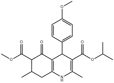 3-isopropyl 6-methyl 4-(4-methoxyphenyl)-2,7-dimethyl-5-oxo-1,4,5,6,7,8-hexahydroquinoline-3,6-dicarboxylate,1005267-90-2,结构式