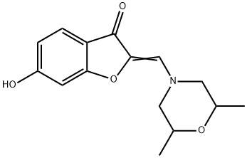 (2Z)-2-[(2,6-dimethylmorpholin-4-yl)methylidene]-6-hydroxy-1-benzofuran-3(2H)-one Struktur