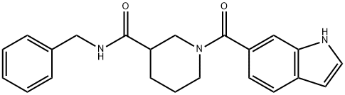 N-benzyl-1-(1H-indol-6-ylcarbonyl)piperidine-3-carboxamide 化学構造式