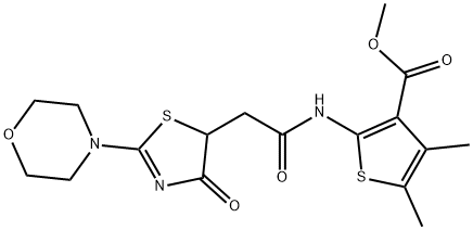 methyl 4,5-dimethyl-2-({[2-(morpholin-4-yl)-4-oxo-4,5-dihydro-1,3-thiazol-5-yl]acetyl}amino)thiophene-3-carboxylate 结构式