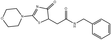N-benzyl-2-[2-(4-morpholinyl)-4-oxo-4,5-dihydro-1,3-thiazol-5-yl]acetamide Struktur