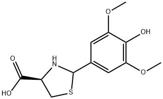 (4R)-2-(4-羟基-3,5-二甲氧基苯基)噻唑烷-4-羧酸,1014082-11-1,结构式