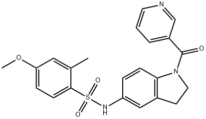 4-methoxy-2-methyl-N-[1-(pyridin-3-ylcarbonyl)-2,3-dihydro-1H-indol-5-yl]benzenesulfonamide 化学構造式