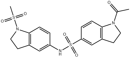 1-acetyl-N-[1-(methylsulfonyl)-2,3-dihydro-1H-indol-5-yl]-2,3-dihydro-1H-indole-5-sulfonamide 化学構造式