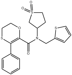 N-(1,1-dioxidotetrahydrothiophen-3-yl)-3-phenyl-N-(thiophen-2-ylmethyl)-5,6-dihydro-1,4-oxathiine-2-carboxamide Struktur