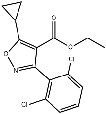 3-(2,6-ジクロロフェニル)-5-シクロプロピルイソオキサゾール-4-カルボン酸エチル 化学構造式
