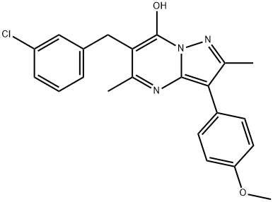 6-(3-chlorobenzyl)-3-(4-methoxyphenyl)-2,5-dimethylpyrazolo[1,5-a]pyrimidin-7-ol Struktur