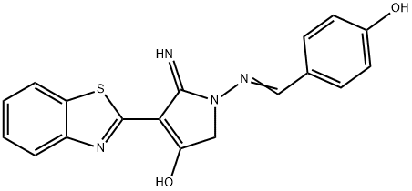 (E)-4-(benzo[d]thiazol-2-yl)-1-((4-hydroxybenzylidene)amino)-5-imino-2,5-dihydro-1H-pyrrol-3-ol Structure