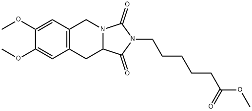 6-(7,8-Dimethoxy-1,3-dioxo-1,5,10,10a-tetrahydro-imidazo[1,5-b]isoquinolin-2-yl)-hexanoic acid methyl ester 化学構造式