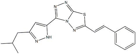 3-(3-isobutyl-1H-pyrazol-5-yl)-6-[(E)-2-phenylethenyl][1,2,4]triazolo[3,4-b][1,3,4]thiadiazole,1050327-30-4,结构式