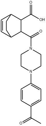 3-(4-(4-acetylphenyl)piperazine-1-carbonyl)bicyclo[2.2.2]oct-5-ene-2-carboxylic acid Struktur