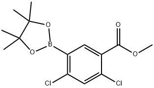 2,4-二氯-5-(4,4,5,5-四甲基-1,3,2-二氧硼杂环戊烷-2-基)苯甲酸甲酯,1052647-70-7,结构式